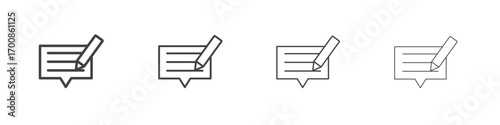 Write comment icon illustration symbol. thin line symbol on white background - editable stroke vector
