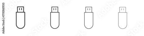 USB pendrive icon illustration symbol. thin line symbol on white background - editable stroke vector
