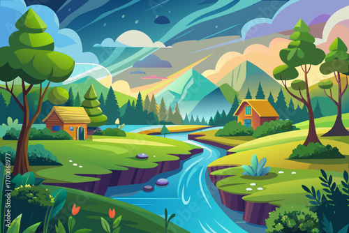 vector of Nature is a home that never gets old.
The sound of the river is the peace of the soul;
The smell of rained soil, a new hope;
And the green of the forests, the color of life.