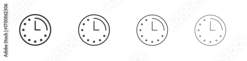 Time quarter past icon illustration symbol. thin line symbol on white background - editable stroke vector