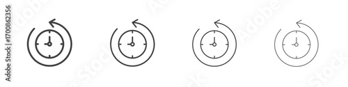 Time forward icon illustration symbol. thin line symbol on white background - editable stroke vector