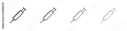 Syringe icon illustration symbol. thin line symbol on white background - editable stroke vector