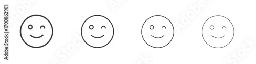 Smile wink icon illustration symbol. thin line symbol on white background - editable stroke vector