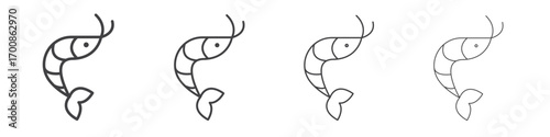 Shrimp icon illustration symbol. thin line symbol on white background - editable stroke vector