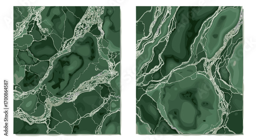 Two rectangular panels displaying a green marble like stone texture design
