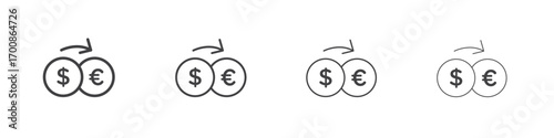 Money exchange icon illustration symbol. thin line symbol on white background - editable stroke vector