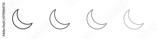 Moon icon illustration symbol. thin line symbol on white background - editable stroke vector