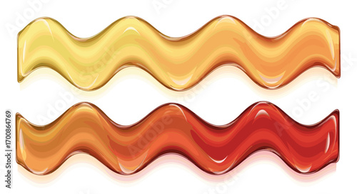 Two wavy translucent shapes with a gradient from yellow to red hues