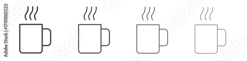 Hot coffee Mug icon illustration symbol. thin line symbol on white background - editable stroke vector