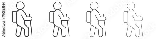 Hiking icon illustration symbol. thin line symbol on white background - editable stroke vector