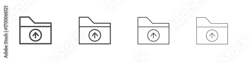 Folder upload icon illustration symbol. thin line symbol on white background - editable stroke vector
