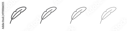 Feather icon illustration symbol. thin line symbol on white background - editable stroke vector