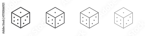 Dice icon illustration symbol. thin line symbol on white background - editable stroke vector