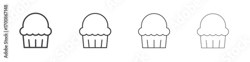 Cupcake icon illustration symbol. thin line symbol on white background - editable stroke vector