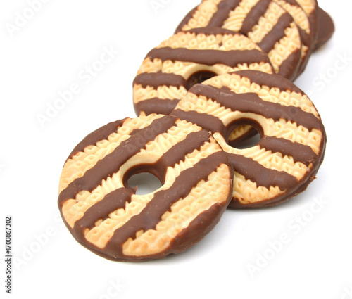 Chocolate cookie isolated on white background