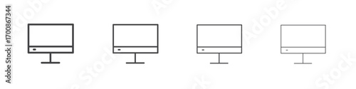 Computer screen icon illustration symbol. thin line symbol on white background - editable stroke vector