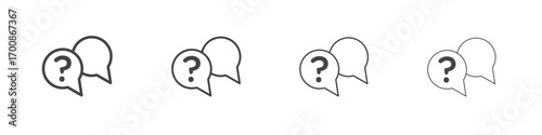 Comment question icon illustration symbol. thin line symbol on white background - editable stroke vector