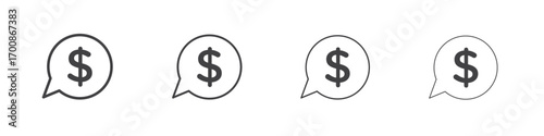 Comment dollar icon illustration symbol. thin line symbol on white background - editable stroke vector