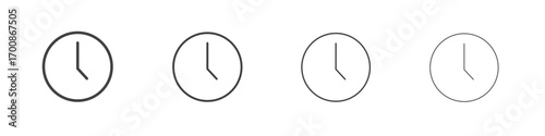 Clock-five icon illustration symbol. thin line symbol on white background - editable stroke vector