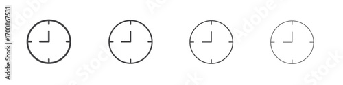 Clock nine icon illustration symbol. thin line symbol on white background - editable stroke vector
