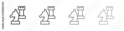 Chess icon illustration symbol. thin line symbol on white background - editable stroke vector