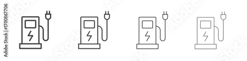 Charging station icon illustration symbol. thin line symbol on white background - editable stroke vector