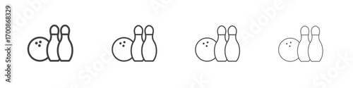 Bowling icon illustration symbol. thin line symbol on white background - editable stroke vector