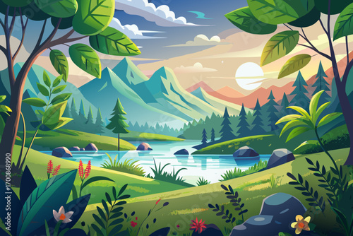 vector of When you get close to nature, it's like your soul breathes a new breath.
Every leaf has a story of freshness and every breeze is a caress to a tired heart.