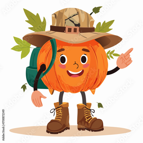 traveler pumpkin adventurous spirit vector illustration for travel and lifestyle branding
