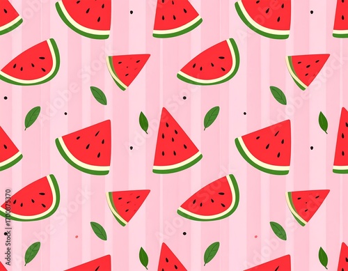 Watermelon slices pattern on pink background