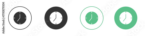 Time clock icons collection in flat style. icon vector design