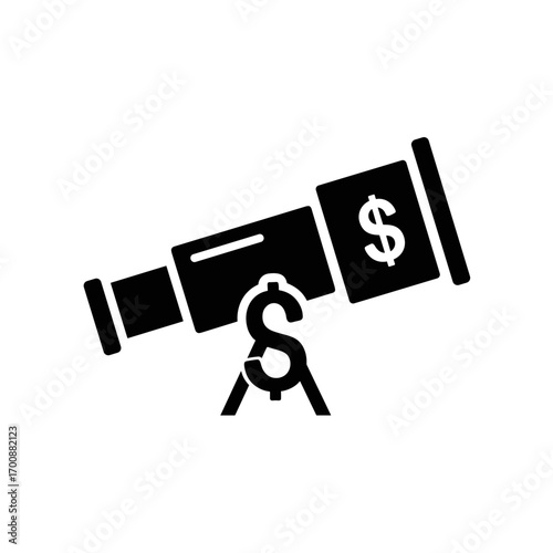 dollar telescope, finance vision, investment, on a transparent background