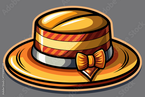 vector of boater model; Classic design with ribbon decoration; For an urban style or a not too formal situation.