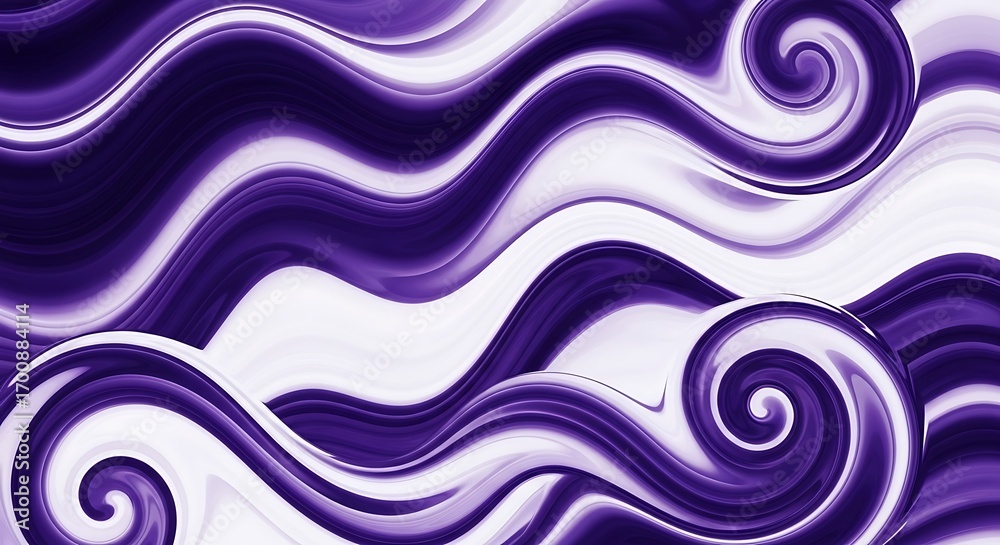 Fototapeta premium Mesmerizing purple and white swirls create a dynamic optical illusion background pattern for