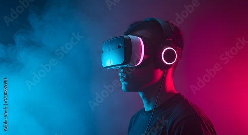 Discover the Future of Entertainment: Neon-Infused Immersive Virtual Reality Gaming Environment