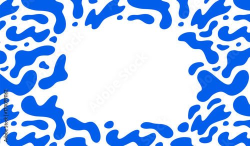 Abstract Water Splash Background. Vector Blue Liquid Water Drop Frame. Summer Sea Wave Illustration.