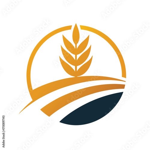 Agriculture Business Logo with Wheat Plant