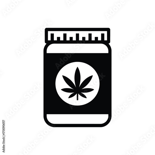 Medical Marijuana in a Jar Cannabis Leaf Illustration