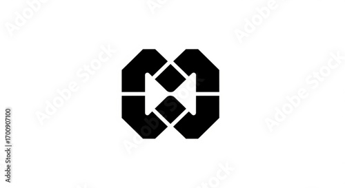 Abstract geometric logo featuring interconnected shapes in a symmetrical design element of black color created with generative ai