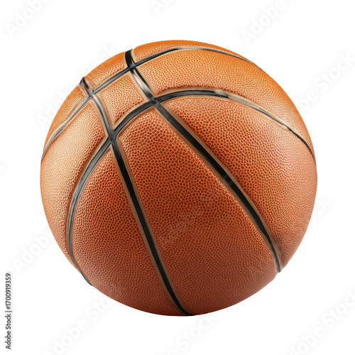 Textured orange basketball with black lines