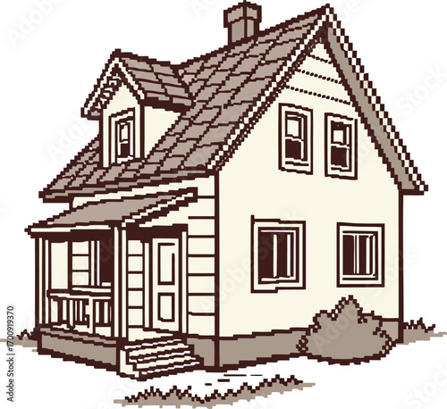 Charming Two Story House with Porch and Dormer Window
