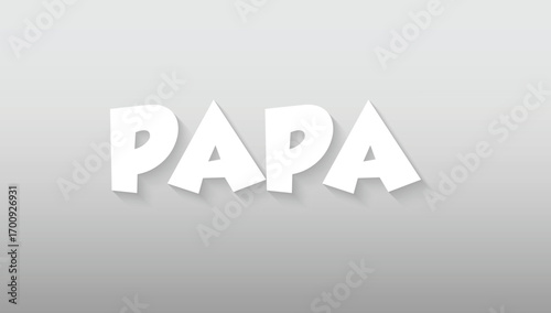 This graphic design warmly spells out 'PAPA' in a friendly and playful custom font. Each chunky, white letter is tilted at a unique angle, creating a fun, bouncy rhythm that conveys a sense of approac