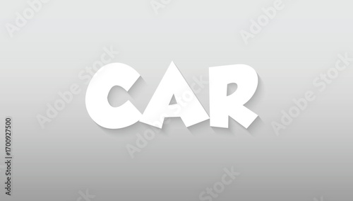 This graphic design presents the word 'CAR' with a friendly and approachable personality, using a custom, chunky sans-serif font. The bold white letters possess a playful quality, with a simple triang