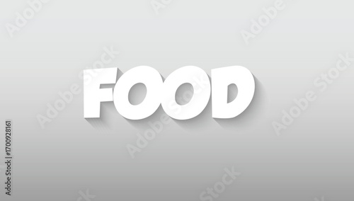 this graphic piece is a delicious and inviting celebration of the word "FOOD," using a typographic style that is universally appealing and full of fun. The letters, rendered in a clean, appetizing  