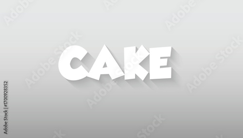 This graphic piece is a delicious and celebratory take on the word "CAKE," using a fun, festive typographic style that is instantly appetizing. The letters, rendered in a clean, frosting-like white, a