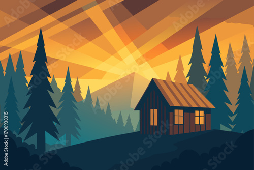 A festive Christmas village with cozy homes nestled in a snowy winter landscape, all under a twilight sky