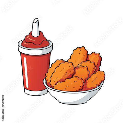 Crispy deep fried chicken tenders with dipping sauces