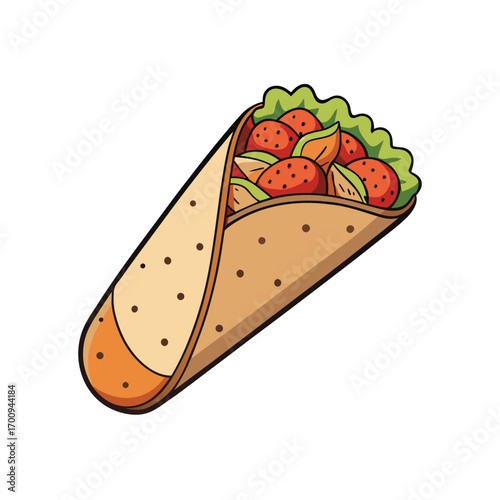 Delicious flatbread wrap with grilled meat and fresh vegetables banner