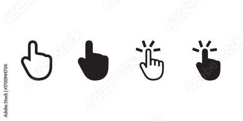 Hand cursor icons isolated on white background