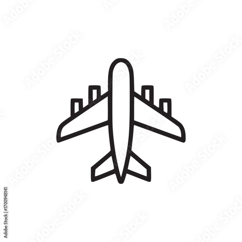 Illustration of an airplane the simple line art design conveys themes of travel, flight, and aviation, suitable for icons and minimalist designs